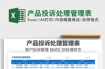 2025年产品投诉处理管理表