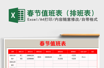 2025年春节值班表（排班表）