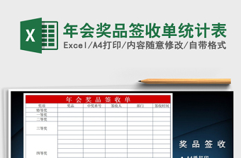 2025年年会奖品签收单统计表免费下载