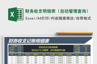 2025年财务收支明细表（自动管理查询）