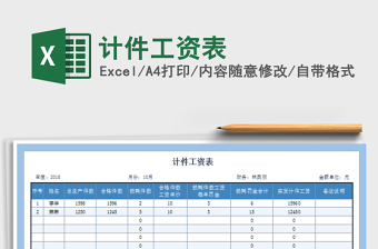 2025年计件工资表免费下载
