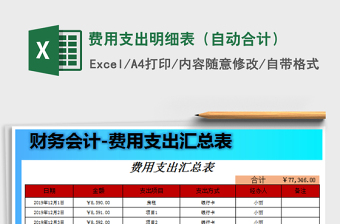 2025年费用支出明细表（自动合计）