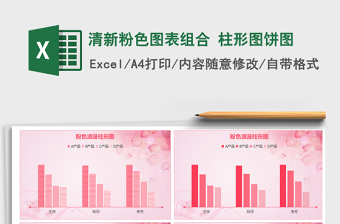2025年清新粉色图表组合 柱形图饼图免费下载