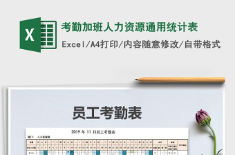 2025年考勤加班人力资源通用统计表