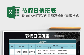 2025年节假日值班表