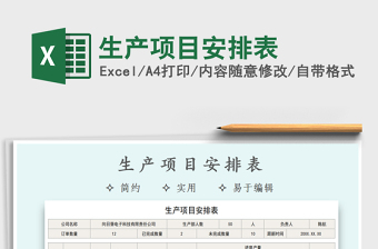 2025年生产项目安排表