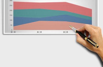 2025年小清新四色堆积面积图免费下载