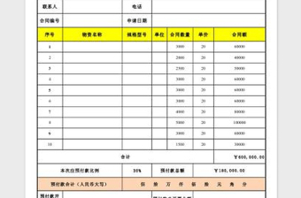 2025年采购预付款申请单免费下载
