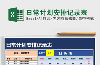2025年日常计划安排记录表
