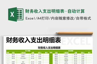 2024年财务收入支出明细表-自动计算
