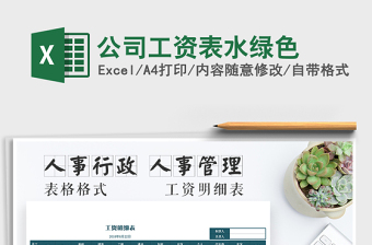 2025年公司工资表水绿色免费下载