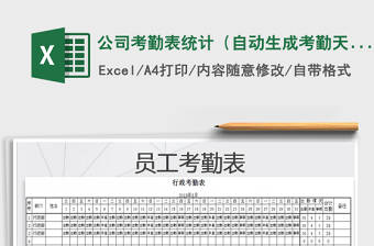 2025年公司考勤表统计（自动生成考勤天数）免费下载