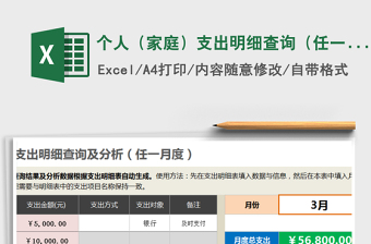 2025年个人（家庭）支出明细查询（任一月度）免费下载