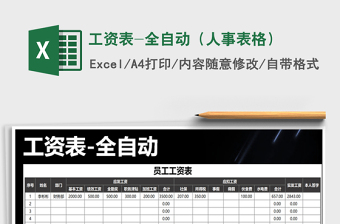2025年工资表-全自动（人事表格）免费下载