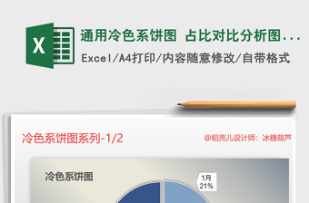 2025年通用冷色系饼图 占比对比分析图表模板免费下载