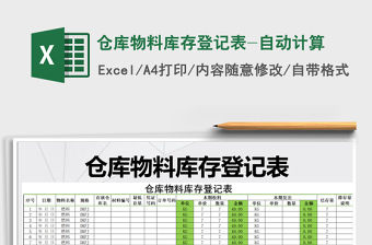2025年仓库物料库存登记表-自动计算