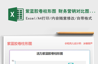 2025年紫蓝胶卷柱形图 财务营销对比图表报表免费下载