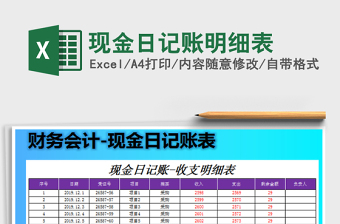 2025年现金日记账明细表