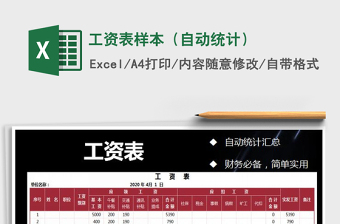 2025年工资表样本（自动统计）免费下载