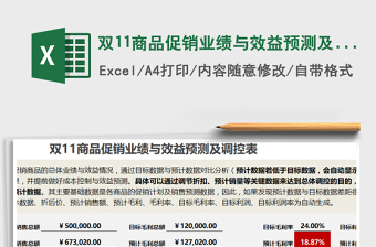 2025年双11商品促销业绩与效益预测及调控表免费下载