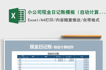 2025年小公司现金日记账模板（自动计算）免费下载