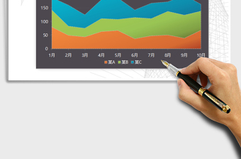 2025年商务三色渐变堆积面积图