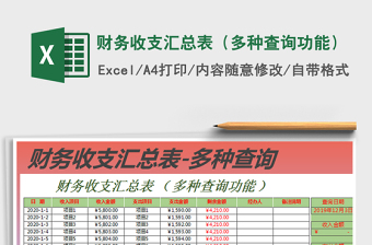 2025年财务收支汇总表（多种查询功能）