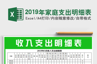 2025年2019年家庭支出明细表免费下载