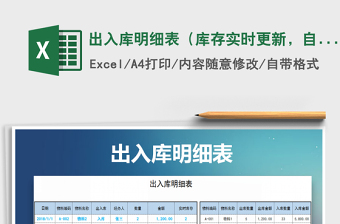 2025年出入库明细表（库存实时更新，自动统计）免费下载