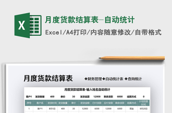 2025年月度货款结算表-自动统计