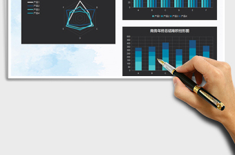 2025年商务蓝色总结图表模板柱形图