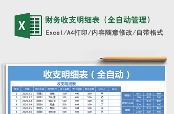 2025年财务收支明细表（全自动管理）