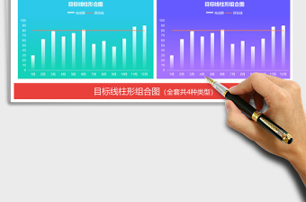 2025年目标线柱形图表 组合图线柱图免费下载