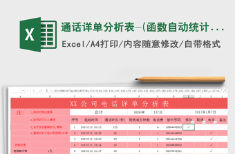 2025年通话详单分析表-(函数自动统计分析)免费下载