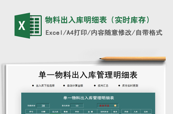 2025年物料出入库明细表（实时库存）