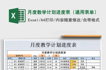 2025年月度教学计划进度表（通用表单）