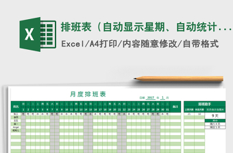2025年排班表（自动显示星期、自动统计）免费下载