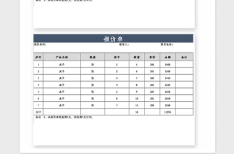 2025年产品报价单Excel模板