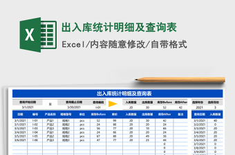出入库统计明细及查询表