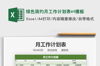2025绿色简约月工作计划表et模板免费下载