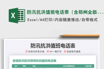 2025防汛抗洪值班电话表（含郑州全部乡镇）免费下载