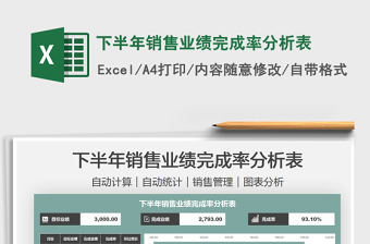 2025下半年销售业绩完成率分析表免费下载