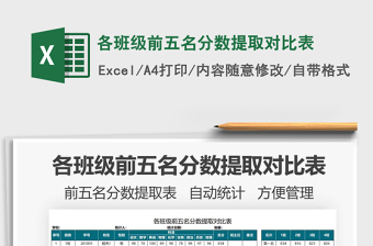 2025各班级前五名分数提取对比表免费下载