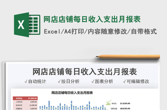 2025网店店铺每日收入支出月报表免费下载