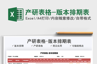 2025产研表格-版本排期表免费下载