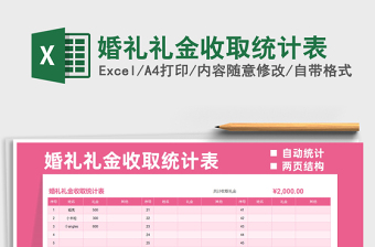2025婚礼礼金收取统计表免费下载