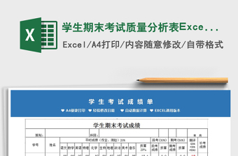2025学生期末考试质量分析表Excel模板免费下载