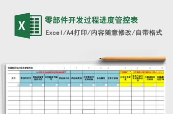 2025零部件开发过程进度管控表免费下载