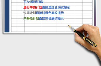 2025工作计划表（A4横版打印，不同颜色提示）免费下载