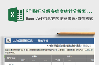 2025KPI指标分解多维度统计分析表（示例2）免费下载